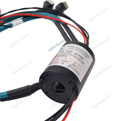 Anillo rozante pasante con 2 * 15A de potencia eléctrica, 2 * 100M Ethernet y señal RS485 para aplicaciones industriales