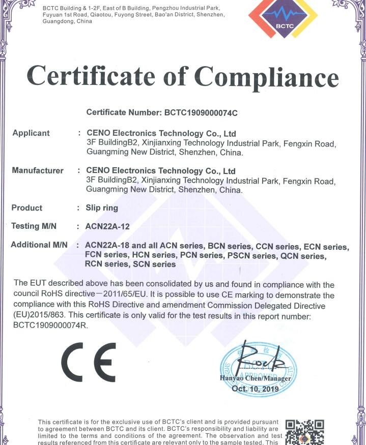ΚΙΝΑ CENO Electronics Technology Co.,Ltd Πιστοποιήσεις